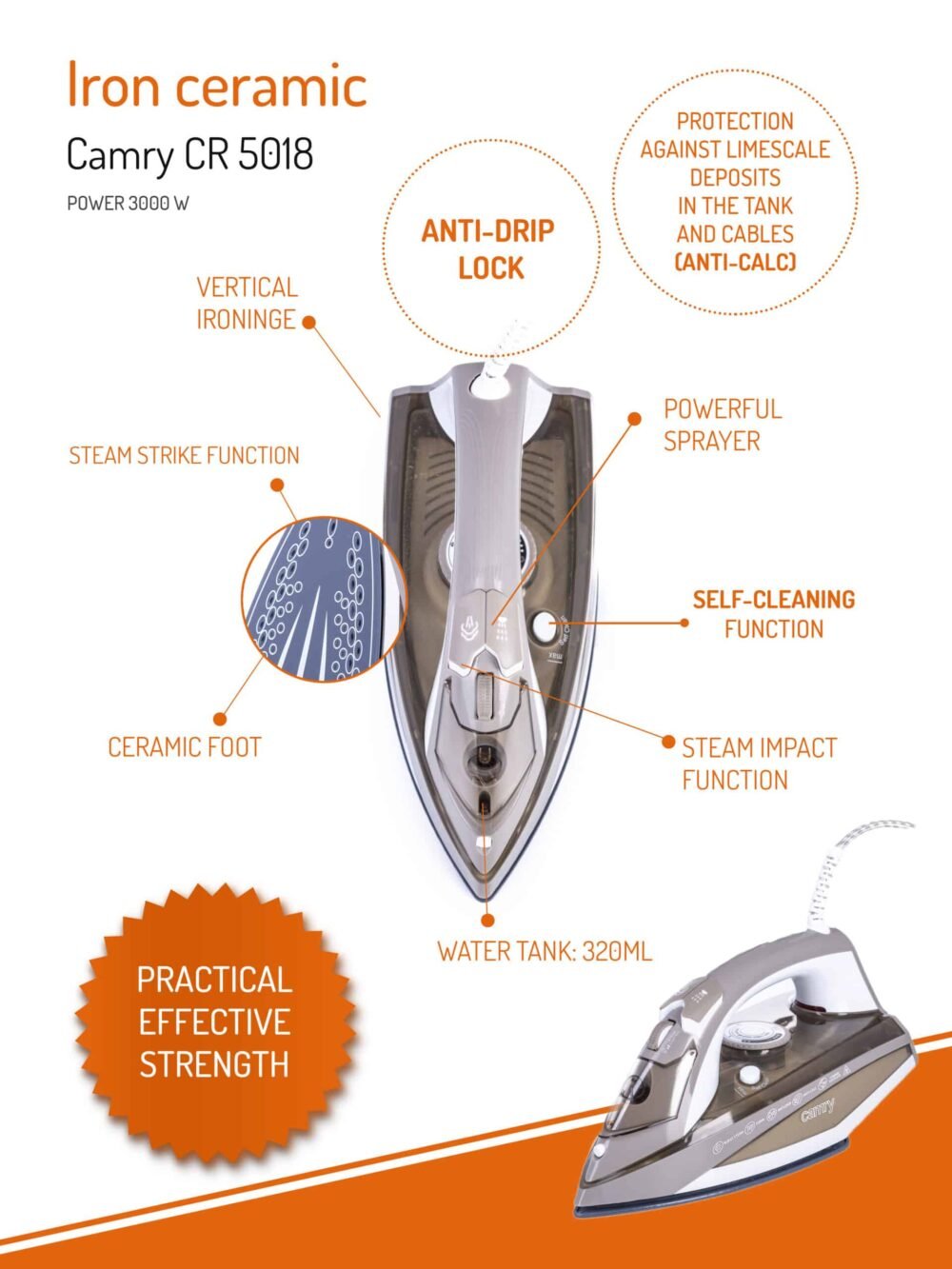 Camry CR 5018 Iron ceramic 3000 W - Image 2