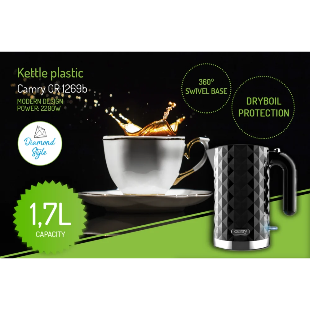 Camry black Kettle plastic 1,7 L-CR 1269 - Image 5