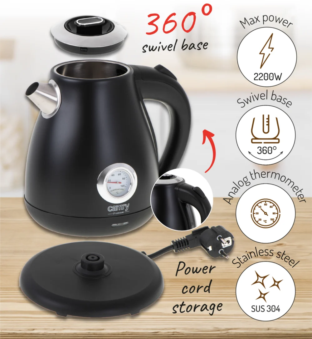 CAMRY Kettle  1,7L CR 1344 black - Image 5