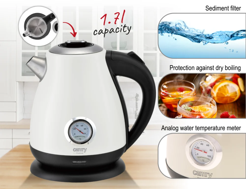 CAMRY Kettle 1,7L CR 1344 White - Image 4