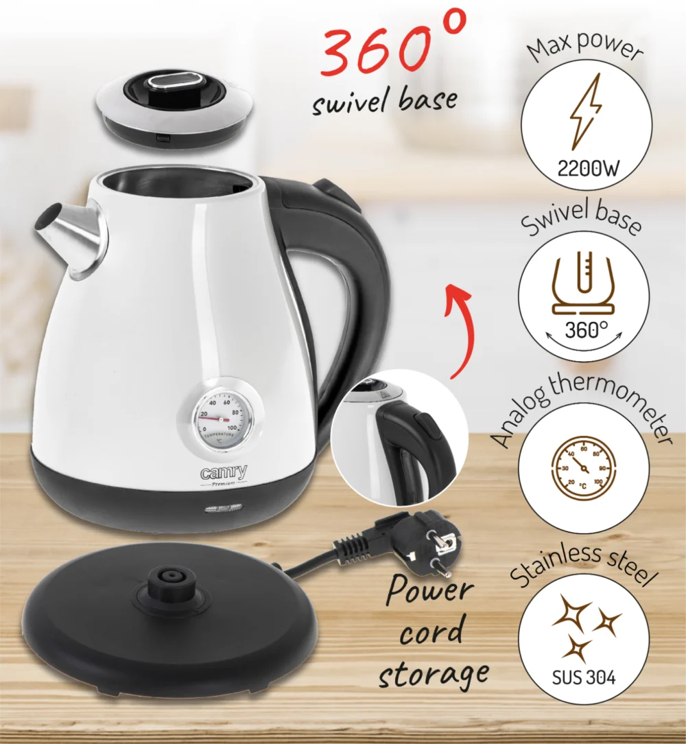 CAMRY Kettle 1,7L CR 1344 White - Image 8