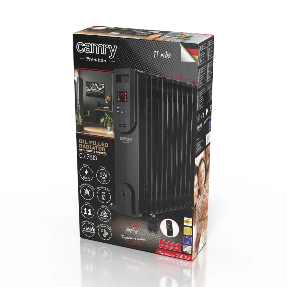 Camry CR 7813 Oil-filled LED radiator with remote control 11 ribs - Image 8