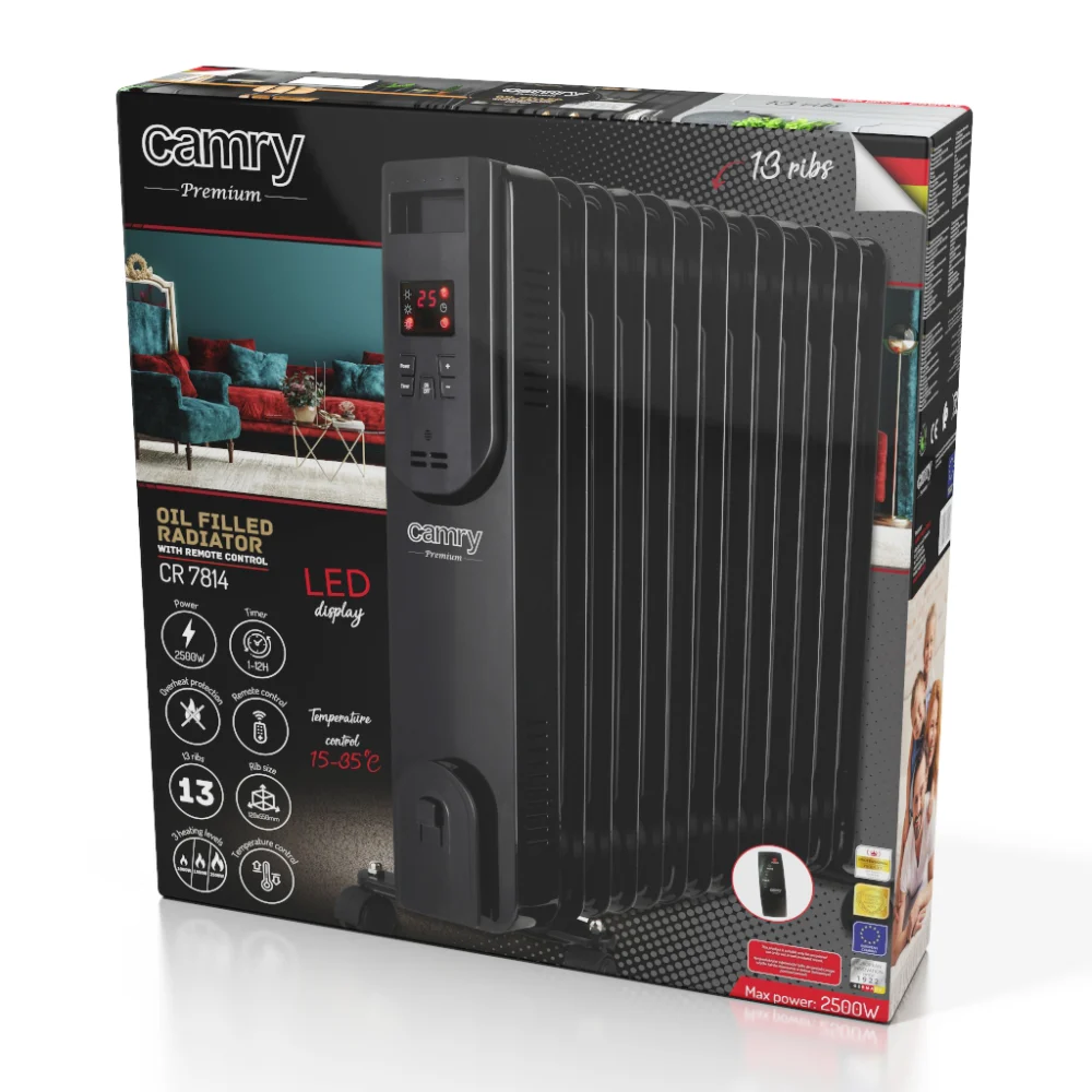 Camry CR 7814 Oil-filled LED radiator with remote control 13 ribs - Image 6