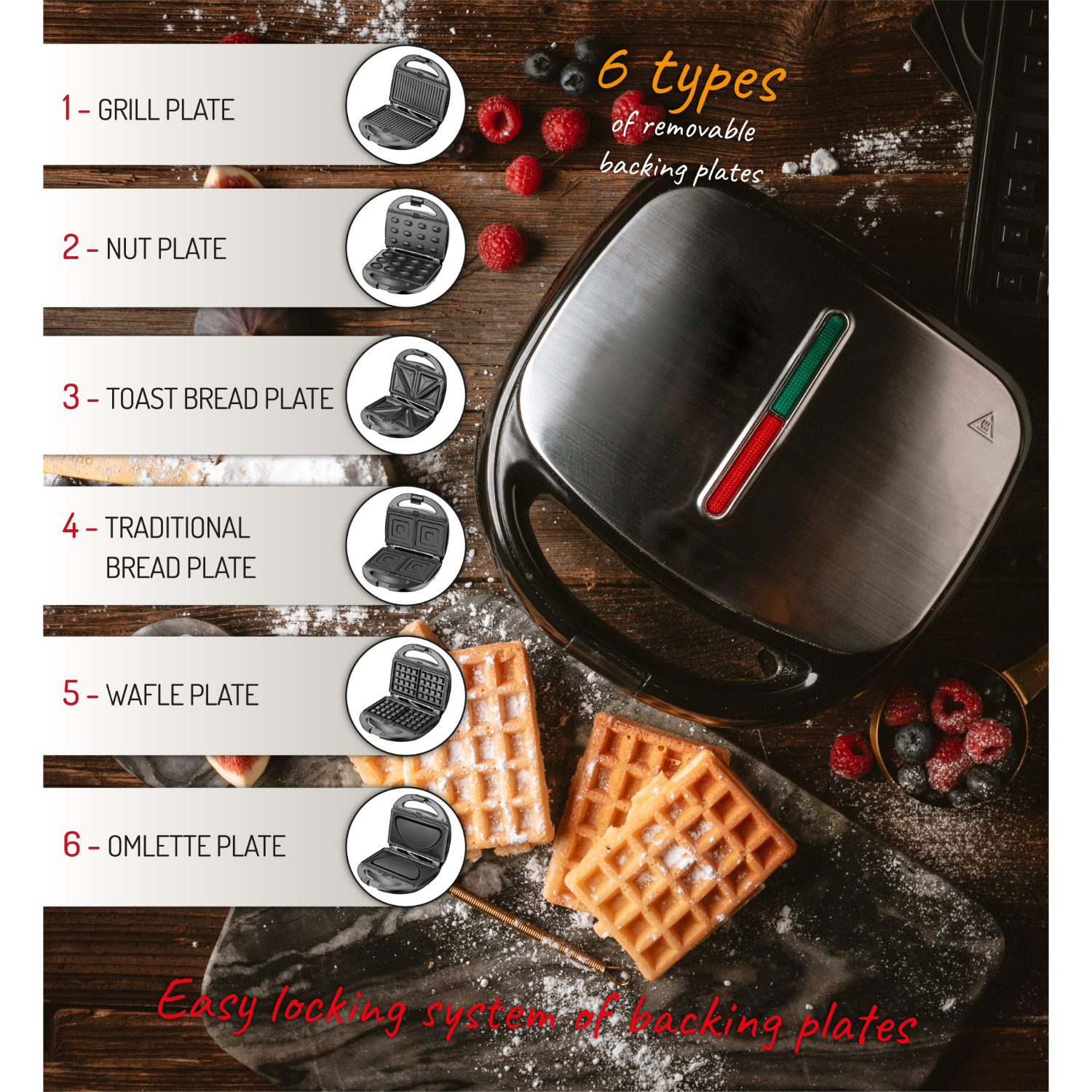 Camry Sandwich maker 6 in 1-CR 3057 - Image 5