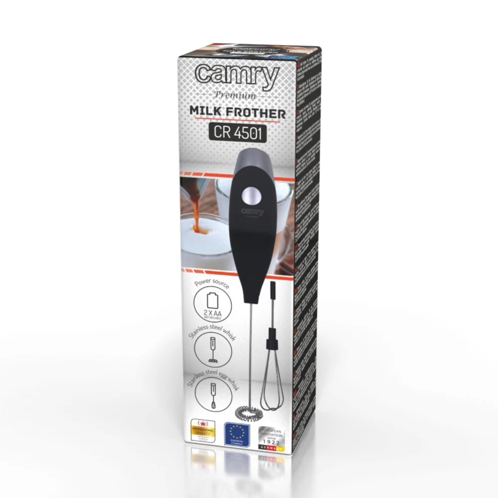 Camry Black Milk frother with whisk attachment and a stand-CR 4501 - Image 2