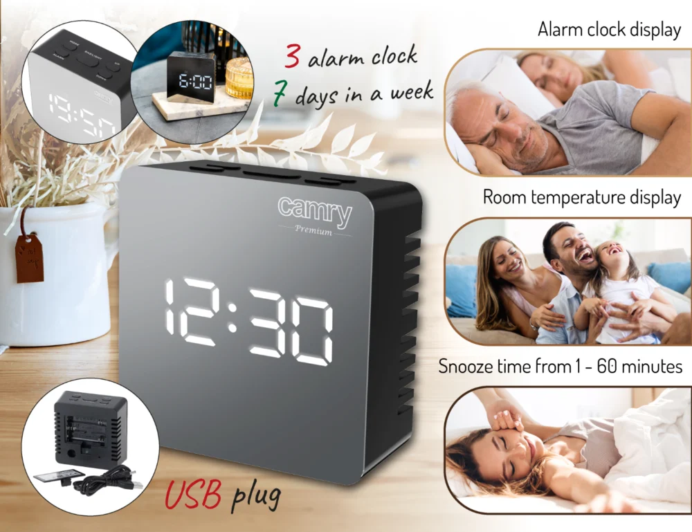 Camry Black Alarmclock-CR 1150 - Image 3