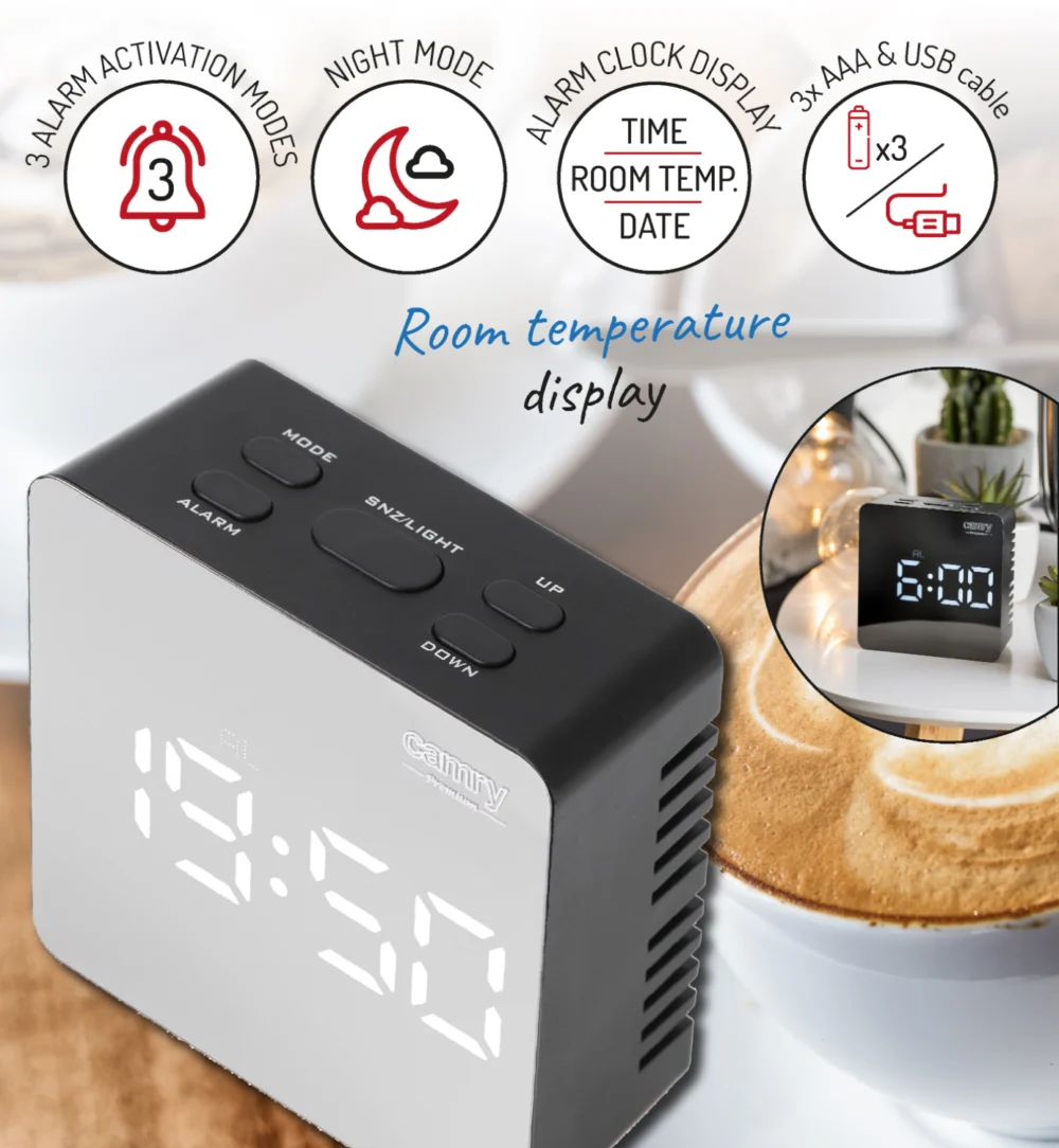 Camry Black Alarmclock-CR 1150 - Image 6