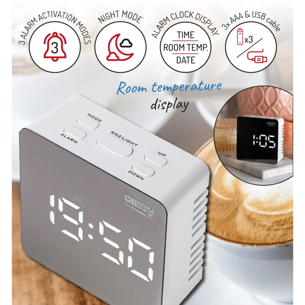 Camry White Alarmclock-CR 1150 - Image 5