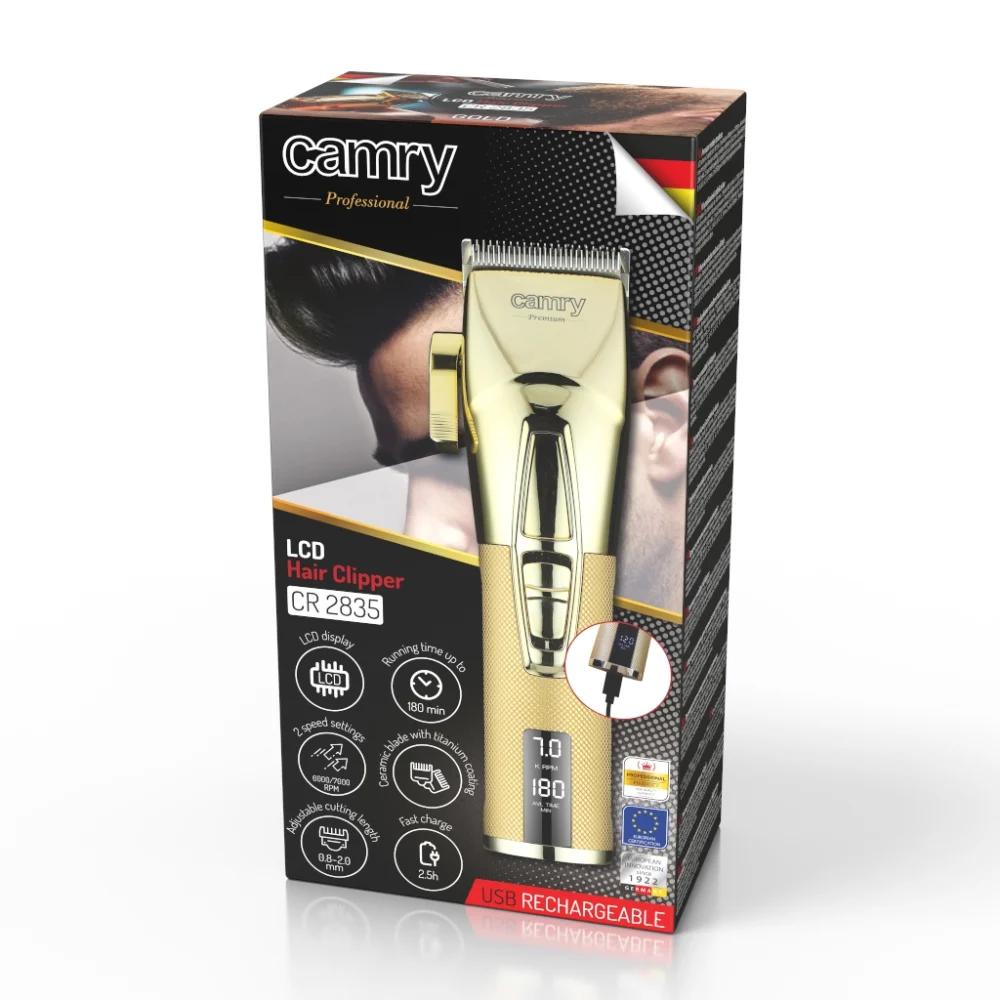 Camry Gold Premium Metallic Hair Clipper with LCD- CR 2835 - Image 12
