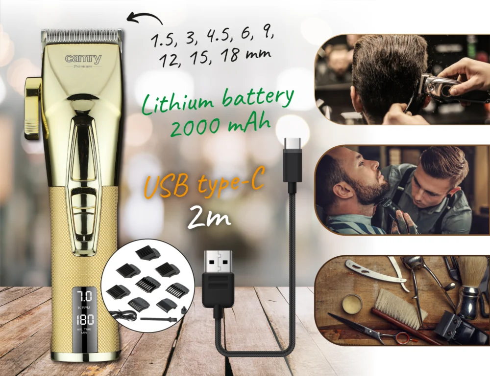 Camry Gold Premium Metallic Hair Clipper with LCD- CR 2835 - Image 14