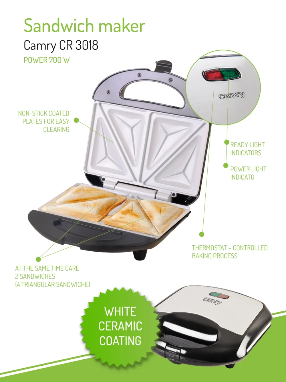 Camry Sandwich maker-CR 3018 - Image 7