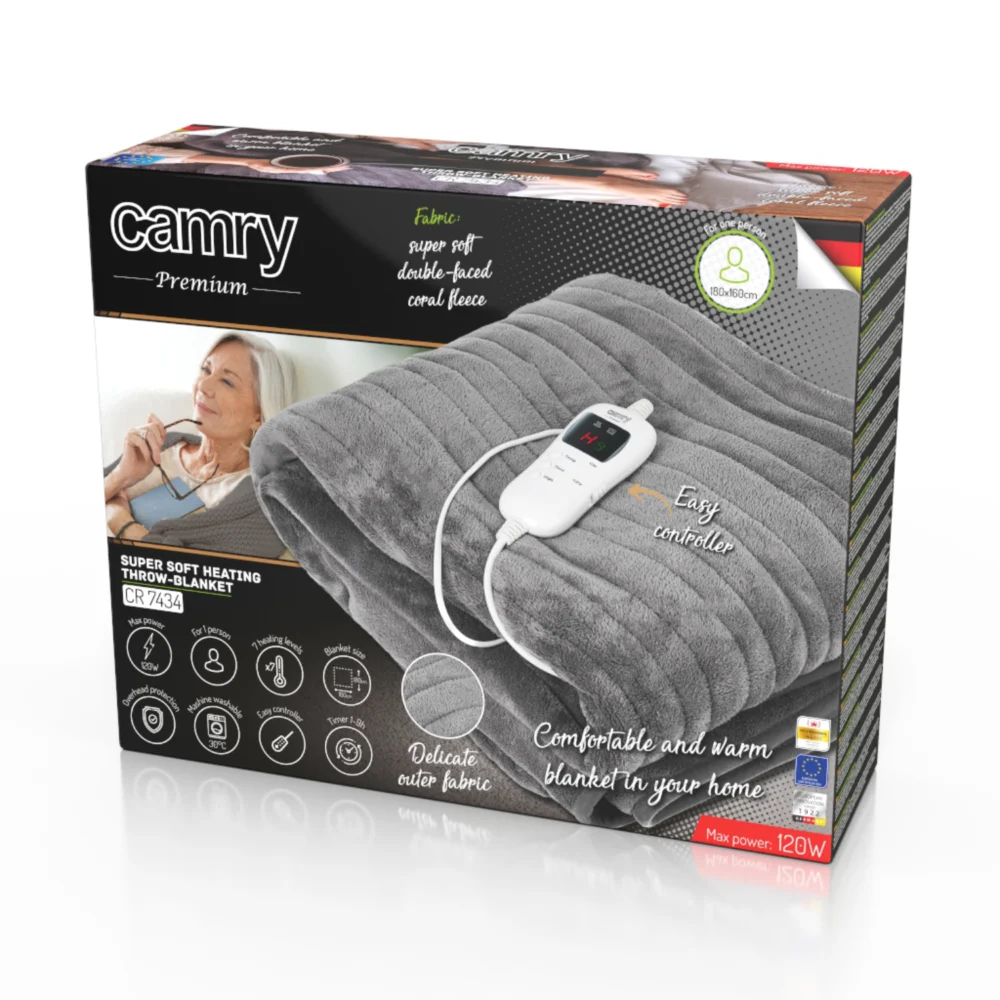 Camry Electric heating throw-blanket with timer (1) SUPER SOFT- CR 7434 - Image 5