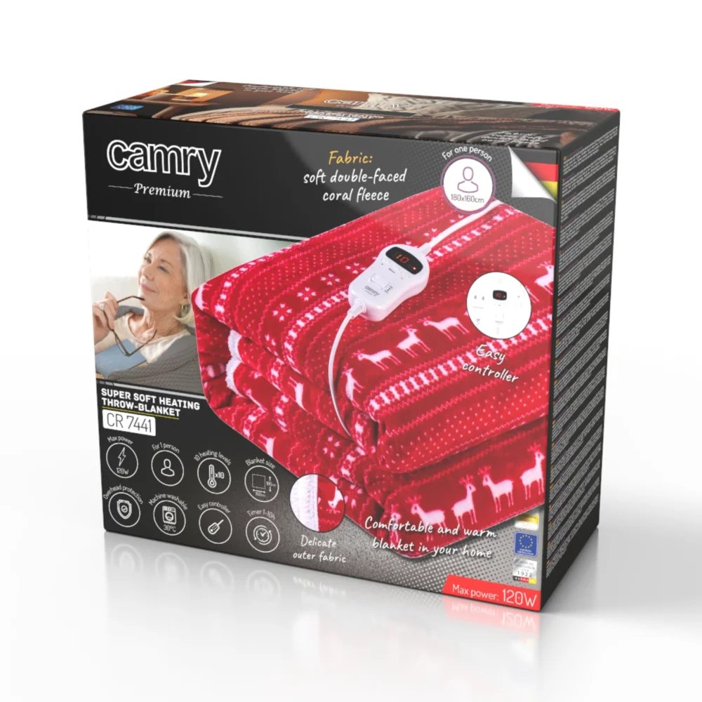 Camry Electric heating throw blanket with timer (1) SUPER SOFT- CR 7441 - Image 9