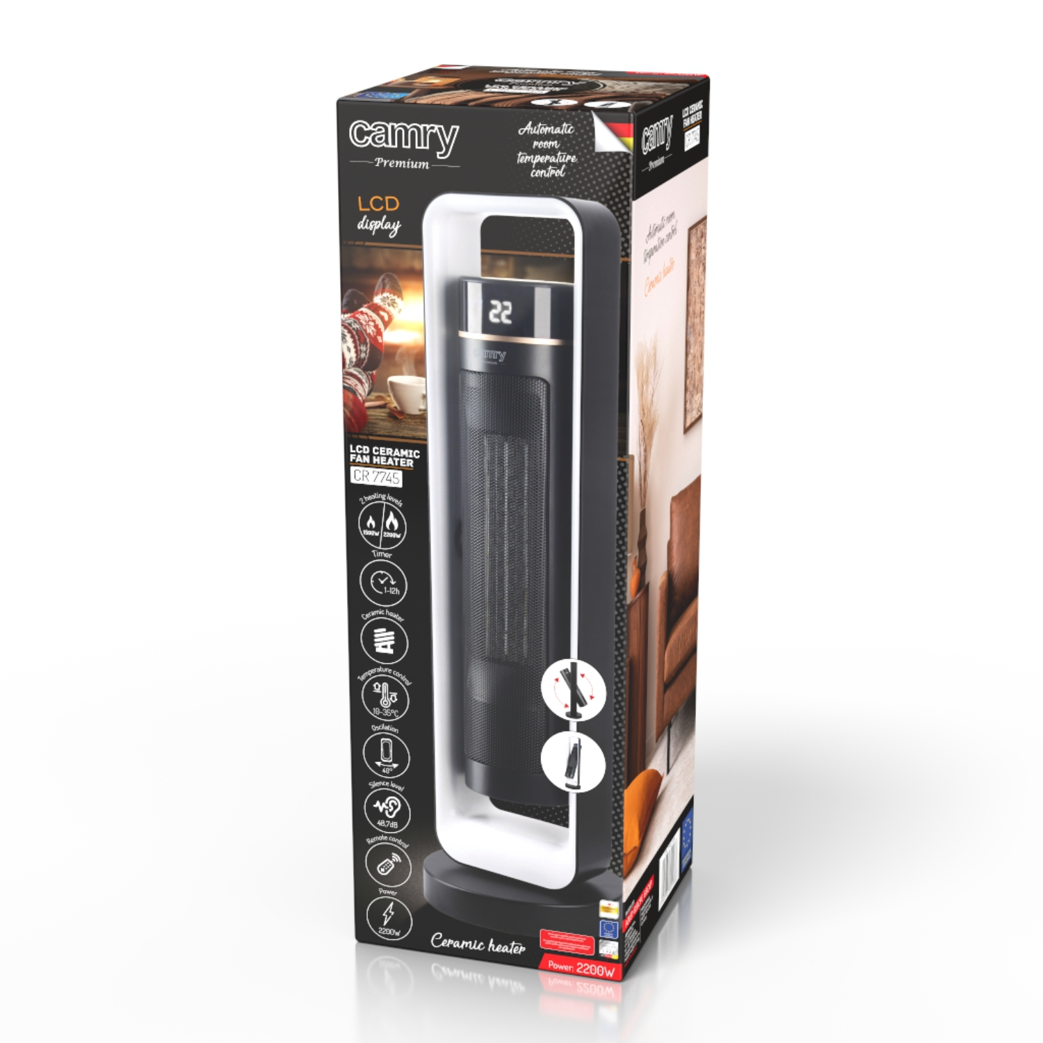 Camry Ceramic fan heat tower LCD+Remote control+Timer-CR 7745 - Image 14